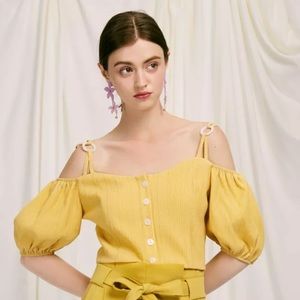 NWOT Yellow Puff Sleeve Top